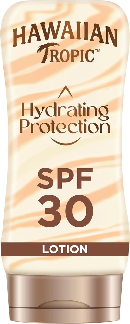 Hawaiian Tropic | Hydrating Protection Sunscreen with SPF 30, UVA and UVB Protection, 180 ml, 12 Hours Hydration with Cocoa and Shea Butter, Water Resistant, Vegan