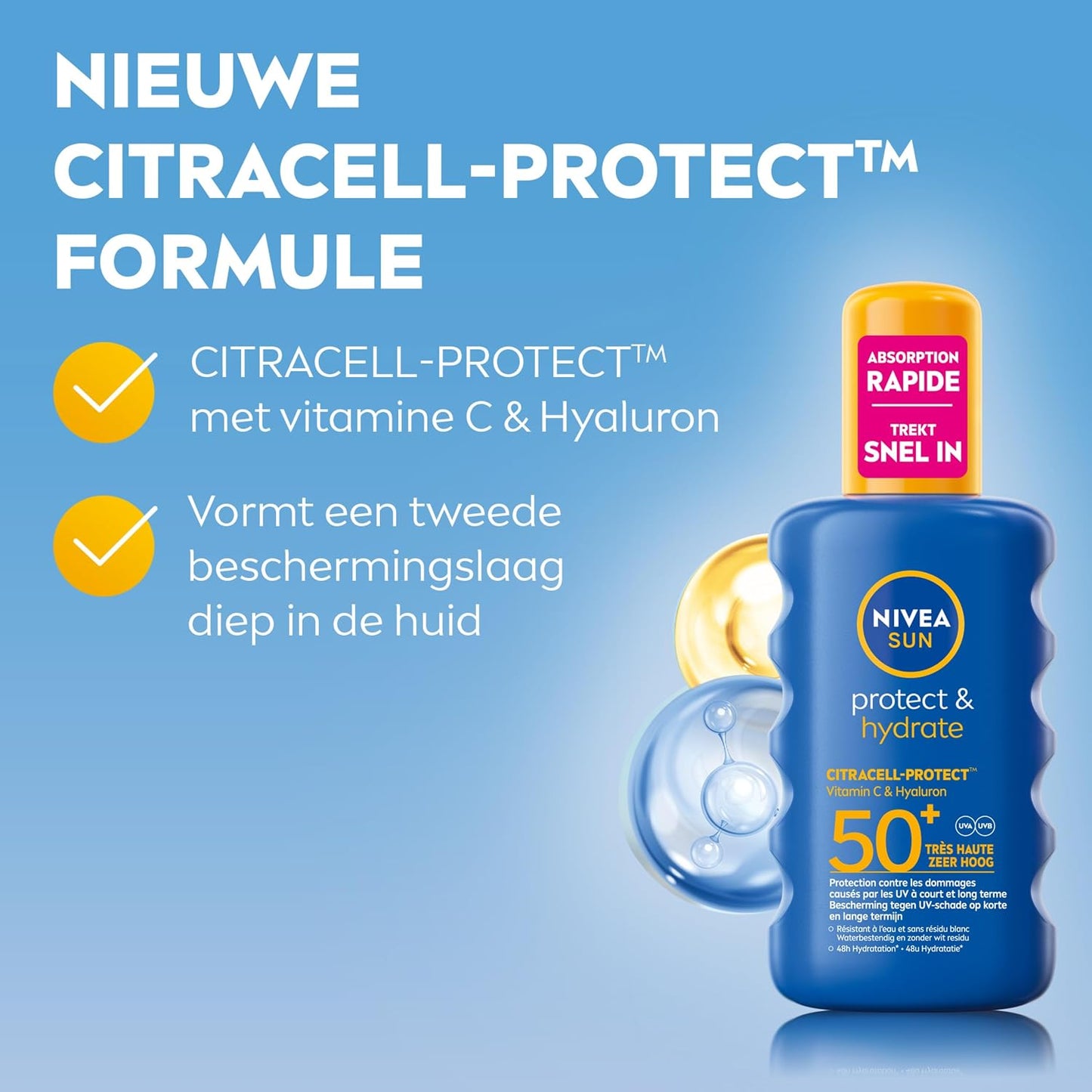 NIVEA SUN Protect & Hydrate Sunscreen Spray - SPF 50 - Sun Spray - Protects and hydrates - With Vitamin E -Sun Protection - 200 ml