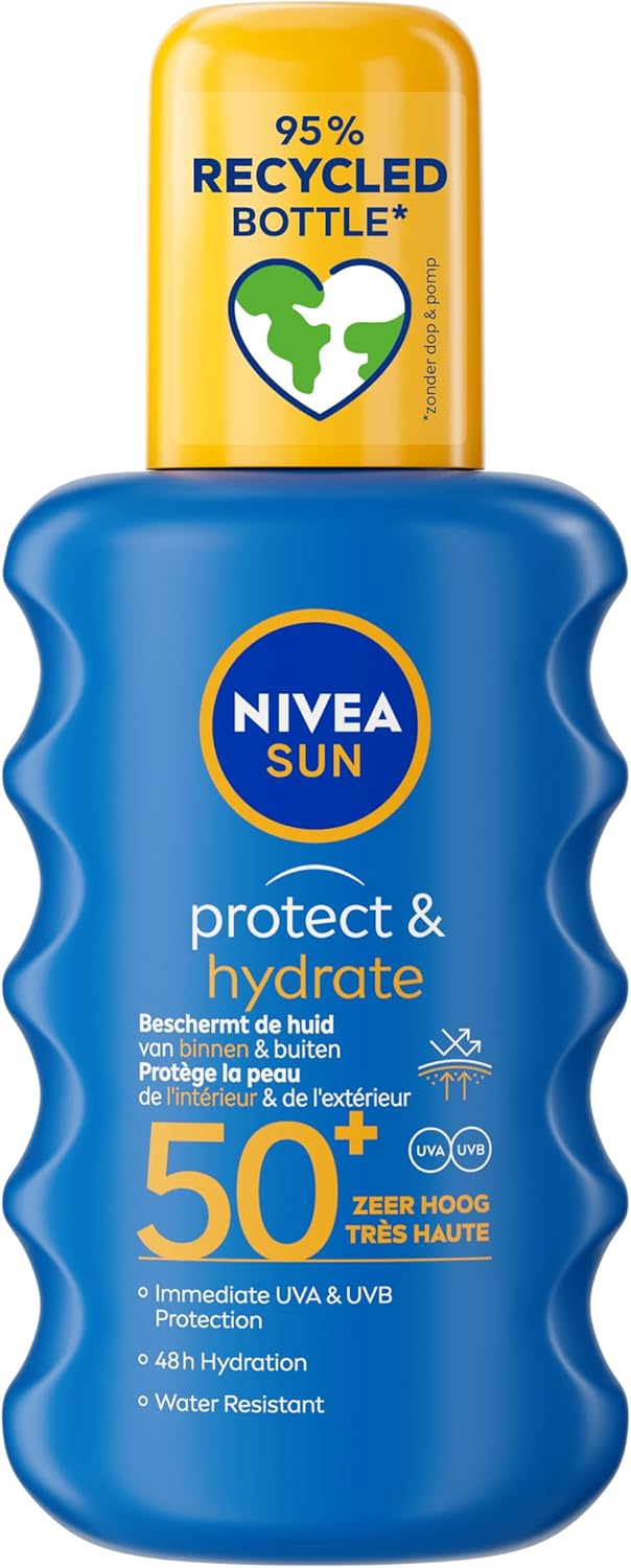 NIVEA SUN Protect & Hydrate Sunscreen Spray - SPF 50 - Sun Spray - Protects and hydrates - With Vitamin E -Sun Protection - 200 ml