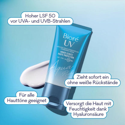 Bioré Aqua Rich UV Light, Moisturising Liquid for the Face, Sun Protection, SPF 50, UVA/UVB, Works Under Makeup, Non-greasy