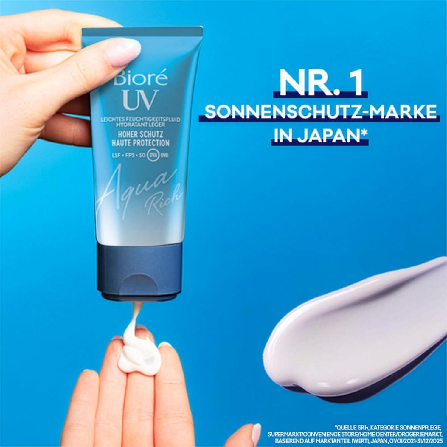 Bioré Aqua Rich UV Light, Moisturising Liquid for the Face, Sun Protection, SPF 50, UVA/UVB, Works Under Makeup, Non-greasy