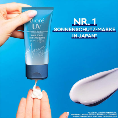 Bioré Aqua Rich UV Light, Moisturising Liquid for the Face, Sun Protection, SPF 50, UVA/UVB, Works Under Makeup, Non-greasy